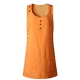 thumbnail image 1 of Innerwin Tank Dress Crew Neck Ladies Sundress Summer Button Loose Dresses Orange L, 1 of 5