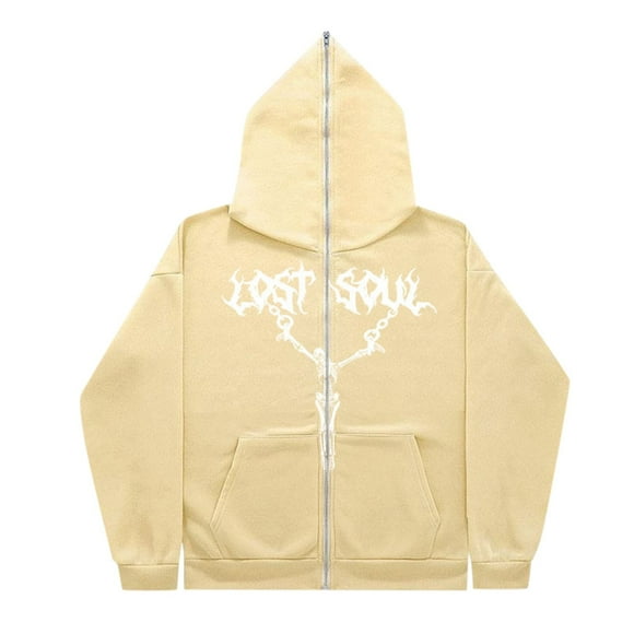 JHLZHS Men's Hoodies and Sweatshirts Men's Full Face Zipper Vintage Fall Winter Goth Wire Print Hoodie Cardigan Coat Casual Hoodie Mens Graphic Hoodies Men's Fashion Hoodies and Sweatshirts