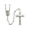 thumbnail image 1 of St. George Silver-Plated Rosary 6mm April Crystal Fire Polished Beads Crucifix Size 1 5/8 x 1 medal charm, 1 of 1