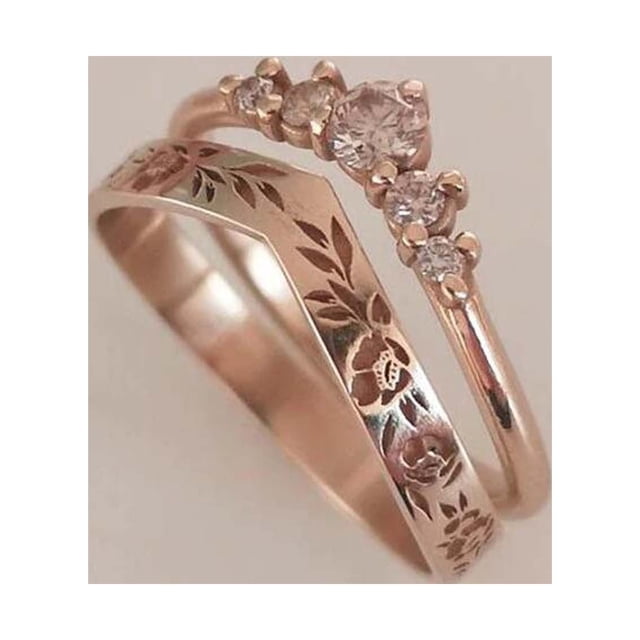 DPTALR Wedding Set, Vintage Style Floral Paired Diamond, Elegant Wedding,Anniversary Gift For Her