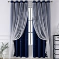 thumbnail image 1 of Nvzi Cortinas perforadas de estilo sencillo, cortinas de sombreado adecuadas para dormitorio, sala de estar, cocina (1 panel, 51,1" de largo x 39,3" de ancho, azul marino A83), 1 of 4