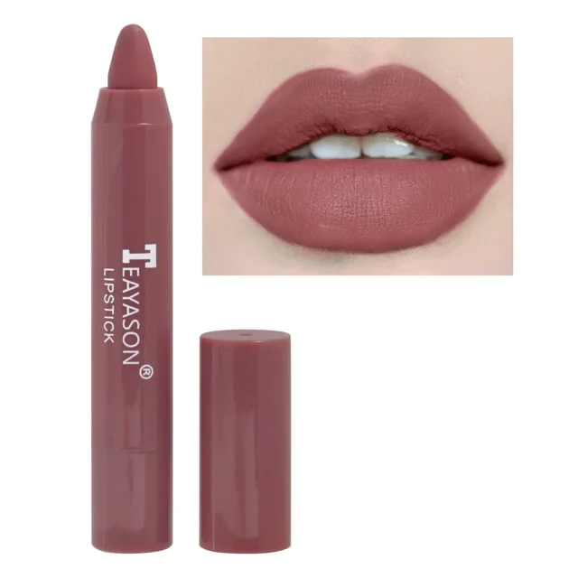 3 unids/set de lápiz labial mate de terciopelo, cosméticos, resistente al agua, duradero, lápiz labial de crayón desnudo, lápiz delineador de labios marrón no pegajoso, maquillaje