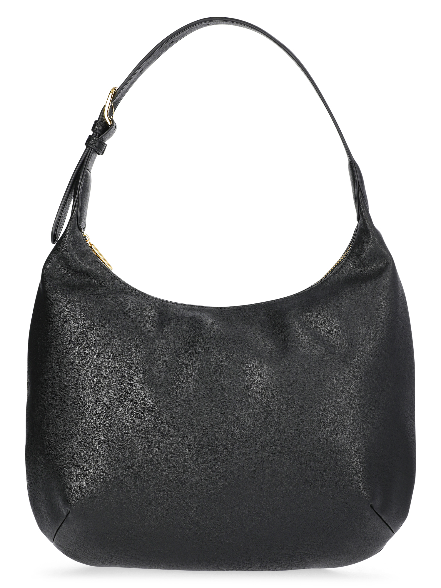 Time and Tru Women's Sybil Faux Leather Hobo Handbag, Black