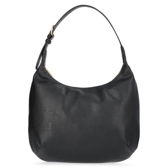 Time and Tru Women's Sybil Faux Leather Hobo Handbag, Black
