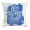 thumbnail image 1 of Hamsa Throw Pillow Cushion Cover, Abstract Ornamental Ancient Figure Hand Drawn Delicate Details Mysticism Ethnic Art, Decorative Square Accent Pillow Case, 24 X 24 Inches, Blue White, by Ambesonne, 1 of 2