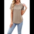 thumbnail image 2 of Camisetas de Corta para Mujer, Blusas Informales de Moda para Verano y . Conjuntos de Vacaciones Modernos. Caqui XL, 2 of 10