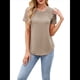 thumbnail image 2 of Camisetas de Corta para Mujer, Blusas Informales de Moda para Verano y . Conjuntos de Vacaciones Modernos. Caqui XL, 2 of 10