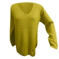 thumbnail image 4 of Fiaer Sweater for Women V Neck Trendy Long Sleeve Lightweight Casual Loose Fit Plus Size Warm Knit Tops Yellow XL, 4 of 4