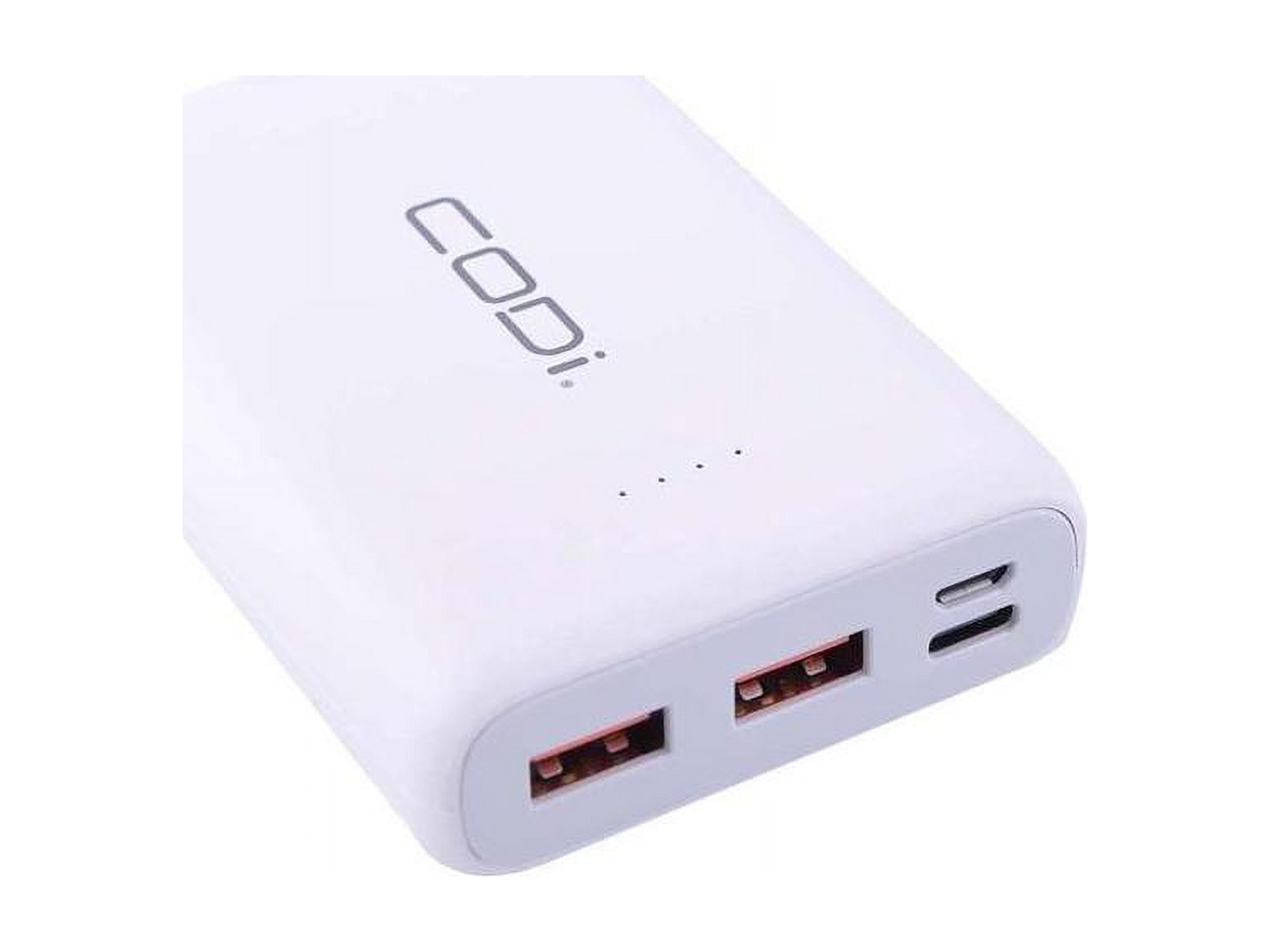 CODi 10,000mAh Slim Quick Charge Power Bank with USB-C, Dual USB-A & Micro-USB Inputs