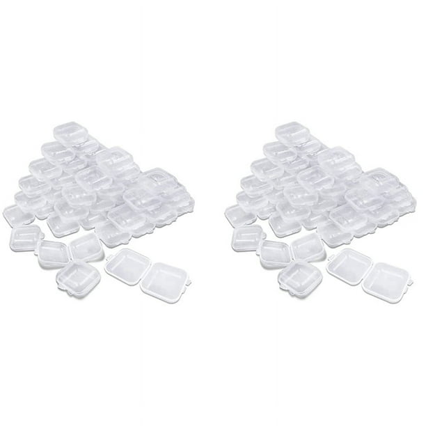 100 Paquetes Contenedores Pequeños de Plástico Transparente para Almacenamiento, Mini Vacío Mixto, Estuche con Tapas para Artículos Pequeños Proyectos de Manualidades