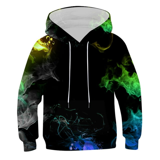 Gibobby Sudadera con capucha para niño y adolescente con estampado de animados, sudaderas para niños, 3D con bolsillo para niñas y niños(Verde, 2-3 Años)
