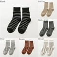 thumbnail image 2 of Pastel Colors White Stripe Retro Cut Stretchy Long Socks Mid Tube Socks Women Socks Cotton Socks Ankle Sock COFFEE, 2 of 8