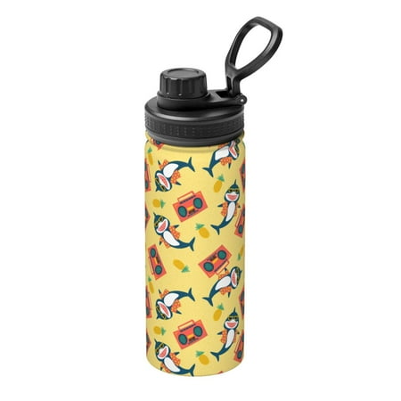 

Salouo Pineapples Sharks In Hawaiian for 18oz Stainless Steel Vacuum Insulated Tumbler Coffee Travel Mug Spill Proof with Lid Thermos Cup for Keep Hot/Ice Coffee Tea and Beer