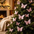 thumbnail image 5 of Lilixerw Pink Glitter Butterfly Clips 10 Pack, Sheer Tulle Pearl Butterflies 11.02x7.28x0.79 inch, for Christmas Tree Wreath Party Wedding Decoration, 5 of 6