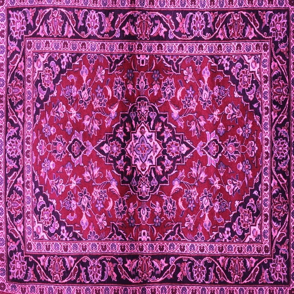 Ahgly Company Indoor Square Medallion Pink Traditional Area Rugs, 4' Square