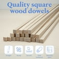 thumbnail image 2 of Square Wood Dowel Rod 12" x 1/2" Pack of 25 Square Wooden Dowel Sticks for Crafts and DIY Birch Hardwood by Woodpeckers, 2 of 8