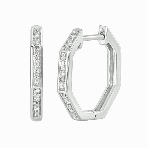 Cali Trove, 1/20 Ct 925 Sterling Silver Natural White Diamond Hoop Earrings for Women