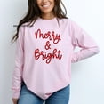 thumbnail image 2 of Merry & Bright Sweater Shirt | Festive Holiday Red Glitter Text Graphic Sweatshirt, 2 of 7