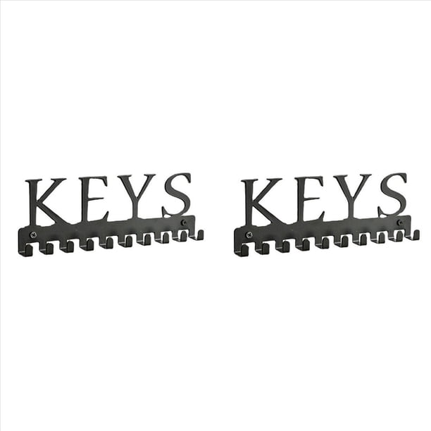 2X Soporte para Llaves de Pared, Colgador de Llaves Negro, Organizador de Pared para Llaves, Soporte para de Metal con 10 para Llaves