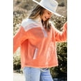 thumbnail image 4 of Orange Colorblock Half Zipper Stand Neck Sherpa Sweatshirt for Women - [ZhiHiMeRi] | (US 12-14)L, 4 of 12
