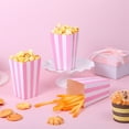 thumbnail image 2 of Disposable Snack Popcorn Bags,QZS Treat Boxes,Pink Cardboard Popcorn Container,Set of 50,2.8x2x4.5In Striped Cookies Boxes for Home, 2 of 6