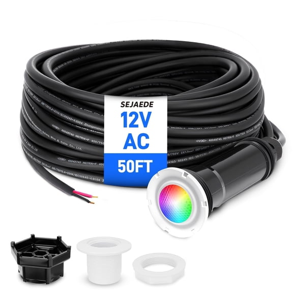 Pool Lights for Inground Pool, Direct Replacement for Pentair GloBrite, 1.5 Inch LED Color Inground Pool & Spa Light, IP68 Waterproof, AC12V, 50 ft Cord