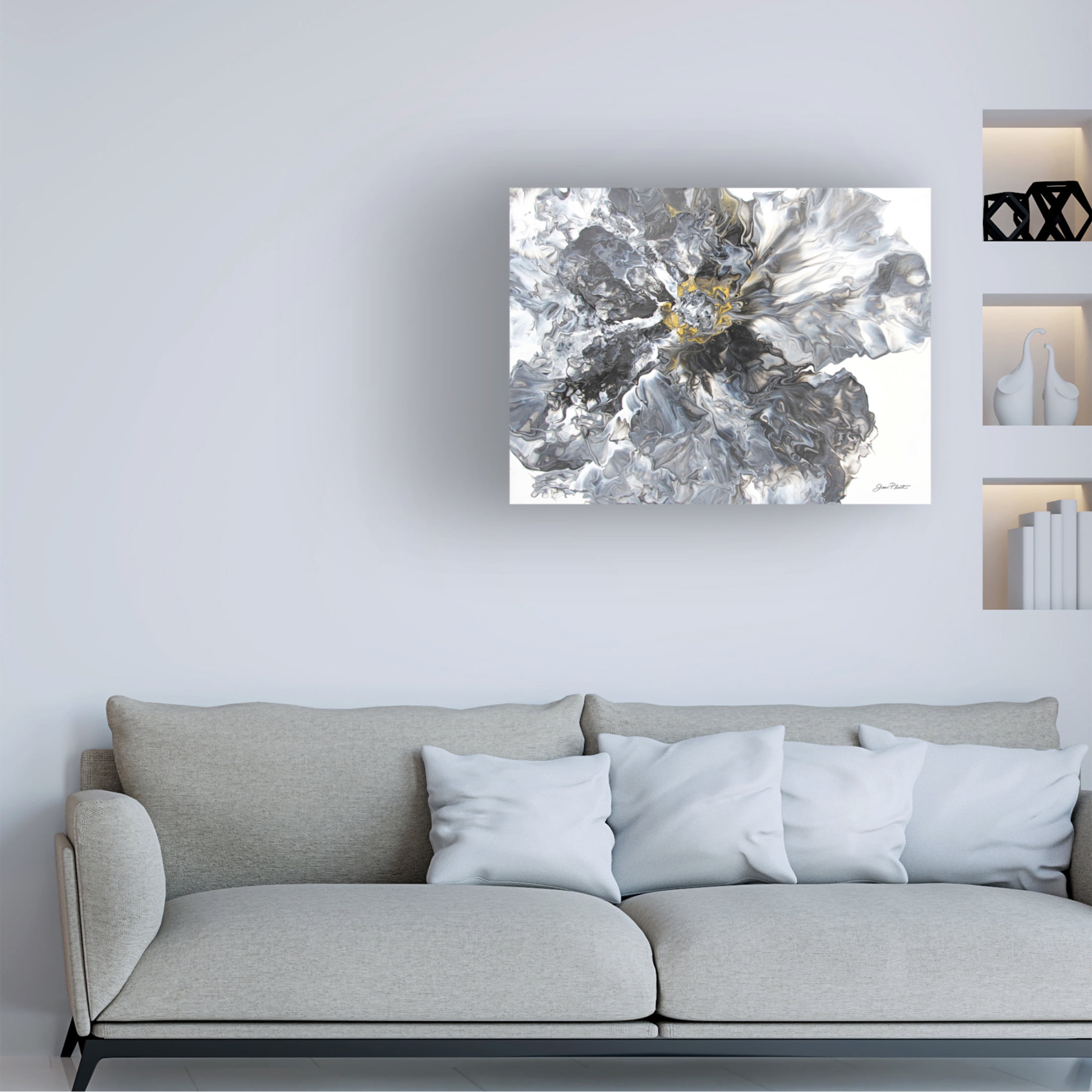 Canvas Wall Art - Jean Plout 'Abstract Pouring L' Wall Art for Living Room, Bedroom, or Office Décor by Trademark Fine Art - 47 x 35 Inches