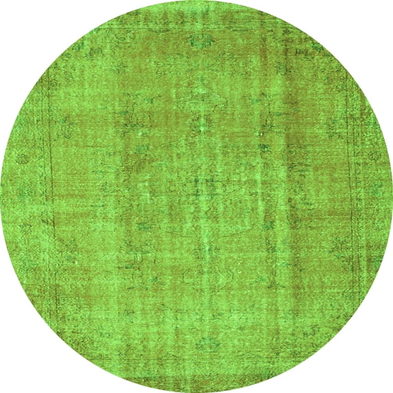 Ahgly Company Indoor Round Abstract Green Contemporary Area Rugs, 4' Round