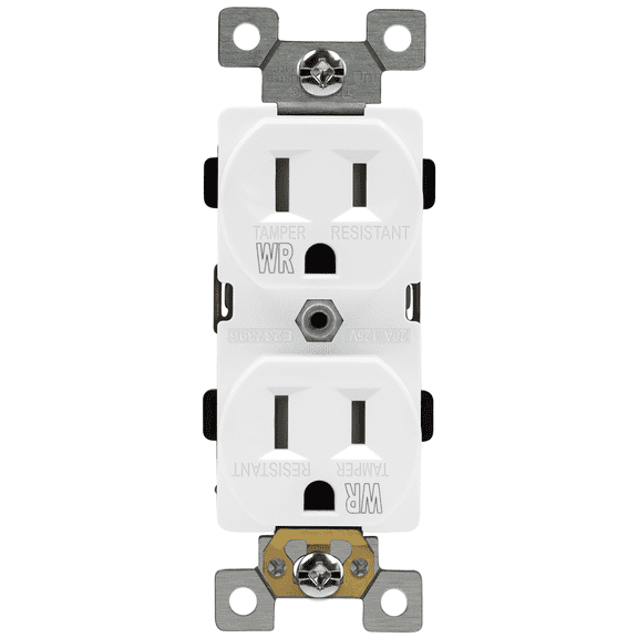 ENERLITES Duplex Receptacle, Tamper-Weather-Resistant, Residential Grade Outdoor Outlet, 15A 125V, Self-Grounding, 2-Pole, 3-Wire, 5-15R, UL Listed, 61580-TWR-W, White