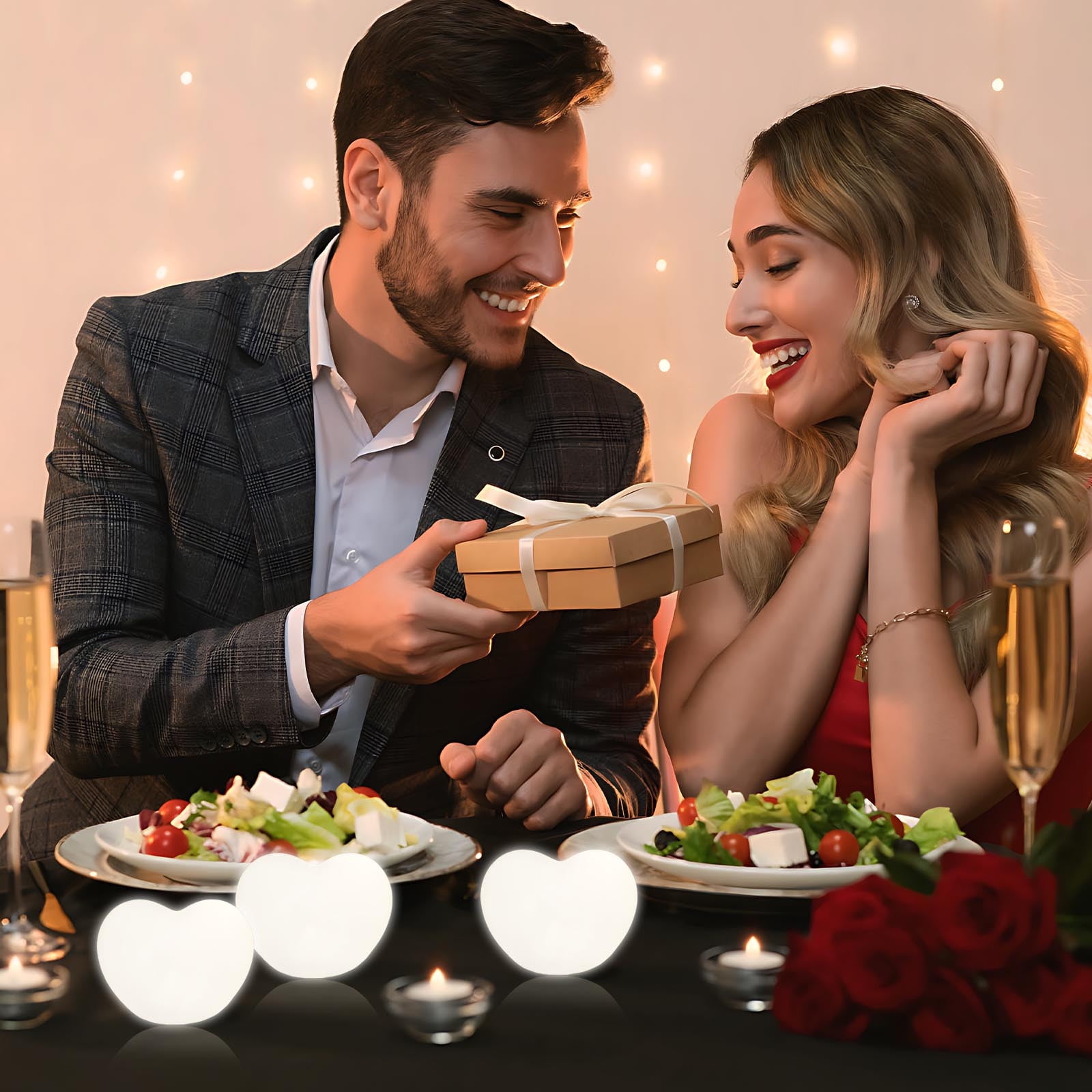 Stijggn Ba*by Night Light Christmas Decorations Heart Shaped Night Light, Cute Lamp, USB Rechargeable Bedside Lamp Gift for Christmas Valentine's Day Anniversary Wedding