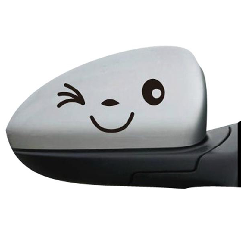 Funny Smiling Face Reflective Decals Car Stickers Rearview Mirror Car