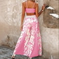 thumbnail image 3 of Women Solid Strap Vest Crop Top Fashion Print Elastic Waist Wide Leg Pants plus Size Jumpsuit Womens Pantsuits Chiffon Two Piece Sexy Wedding Guest Dress Womens Ski Winter Jumpsuits for Women Dressy, 3 of 8