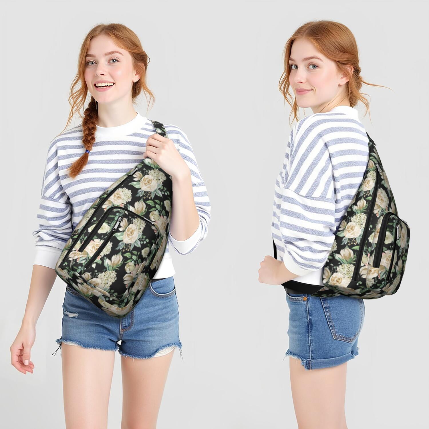 Durable Breathable Sling Bag with Floral Pattern for Tactical Use