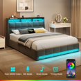 thumbnail image 3 of Greenstell Full LED Storage Bed Frame - Charging Station, App Control, 1200LBS Capacity, Dark Gray, 3 of 9