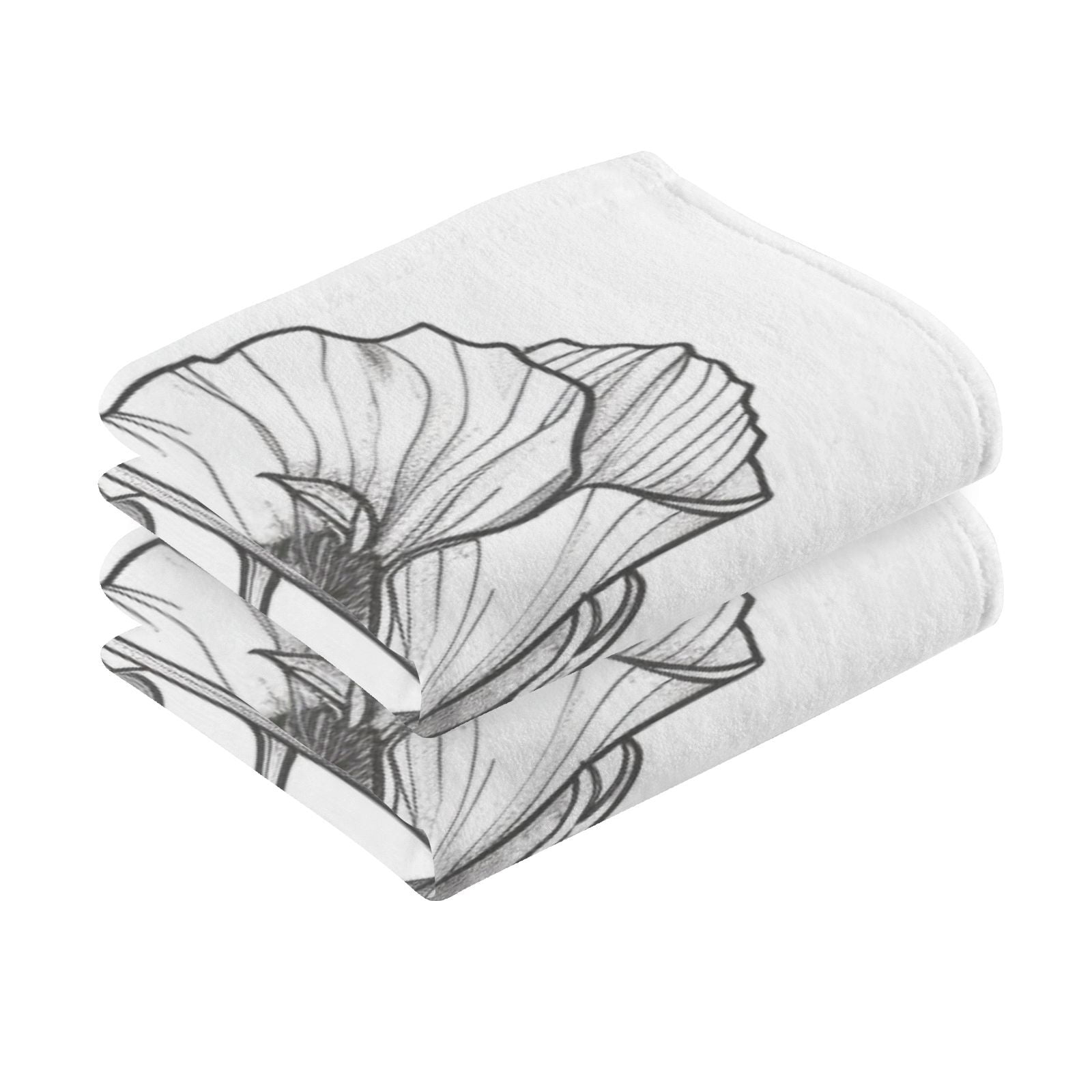 Black Line Flowers Hand Towels Cotton Bath Towels Large Face Towels Absorbent for Bathroom 2 Packs