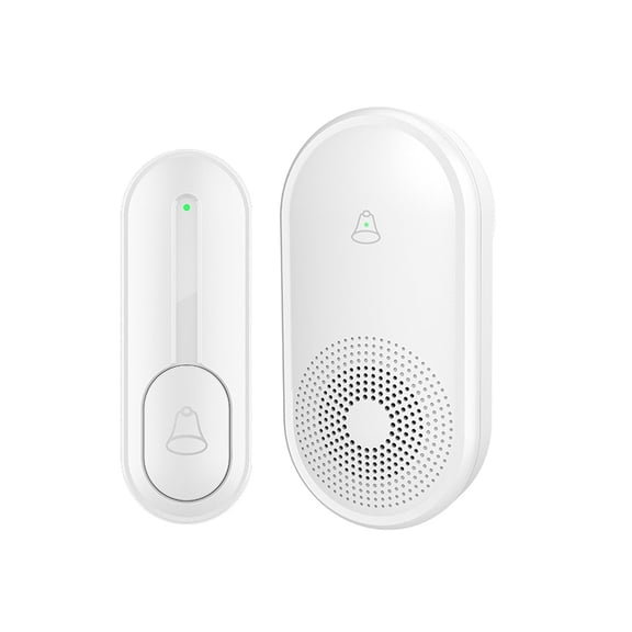 Wireless Doorbell Kit with US Plug, 1 Transmitter & 1 Plug-In Receiver, LED Indicator, 55 Chimes, Long Range Door Chime for Home & Apartment(White)