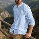 thumbnail image 1 of pstuiky camisetas de manga larga para hombre, Blusa/camiseta informal a rayas de manga larga con cuello alto y botones para hombre salir tops l, 1 of 7