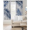 thumbnail image 1 of Navy Palm Leaves Blackout Curtains Light Blocking Print Window Curtains, Summer Tropical Botanical Leaf Gray Thermal Insulated Window Drapes for Living Room Kitchen Cafe (2 Panels, 104"W x 84"L), 1 of 8