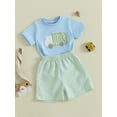 thumbnail image 4 of BemeyourBBs Boy Summer Outfit Truck Embroidery Short Sleeve T-Shirt Plaid Shorts, 4 of 9