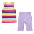 thumbnail image 5 of Girls' Rainbow Striped Two-Piece Summer Round Neck Sleeveless Vest And Elastic Waisted Cropped Pants Set Sizes 1-12, 5 of 6