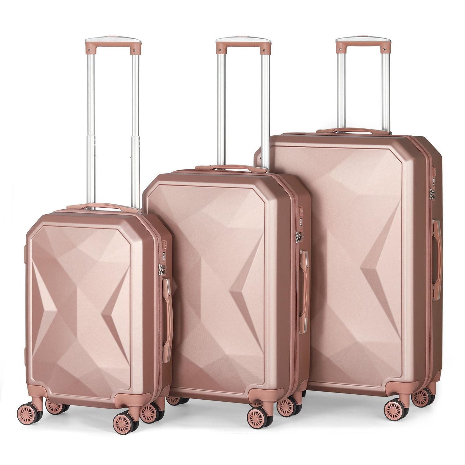 HIKOLAYAE Bagages verticaux avec roulettes à 8 roues en bleu azur, 3 pièces - Conforme à la TSA