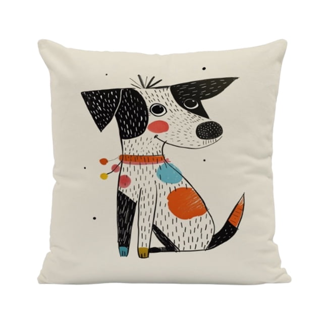 BKER Abstract Color Polyester Animal Throw Pillow Covers Featuring Dogs And Cats For Home Sofa Decoration"