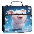 thumbnail image 3 of 3 Ring Zipper Binder with Shoulder Strap Waterproof Trapper Keeper 2 Inch D-Ring 500 Sheets Capacity Lovely Pig and Petals, 3 of 7