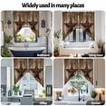 thumbnail image 6 of Swag Curtains Valances for Windows, Vintage Western Stars Short Kitchen Window Curtains Over Sink, Brown Farmhouse Wood Texture Cafe Curtains Panel Set Of 2,Rod Pocket, 36 Inches Length, 6 of 8