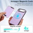 thumbnail image 4 of Compatible with Magsafe Wireless  Charging 2 in 1 Detachable for iPhone Air Wallet Case with Card Slot Women Men, Classic Magnetic PU Leather Flip Cover for iPhone Air, Purple, 4 of 8