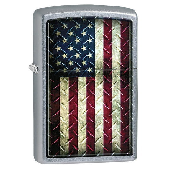 Zippo Lighter: Industrial United States Flag - Street Chrome 78633