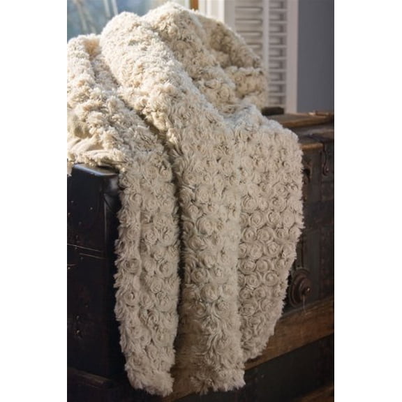 Bedford Cottage Rose Petal Faux Fur Polyester Throw Color: Beige