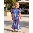 thumbnail image 7 of vastwit Toddler Girls Blouses Metallic Shirts Party Tops Ruffle Short Sleeve Tee Concert T-shirt Blue 3T, 7 of 7