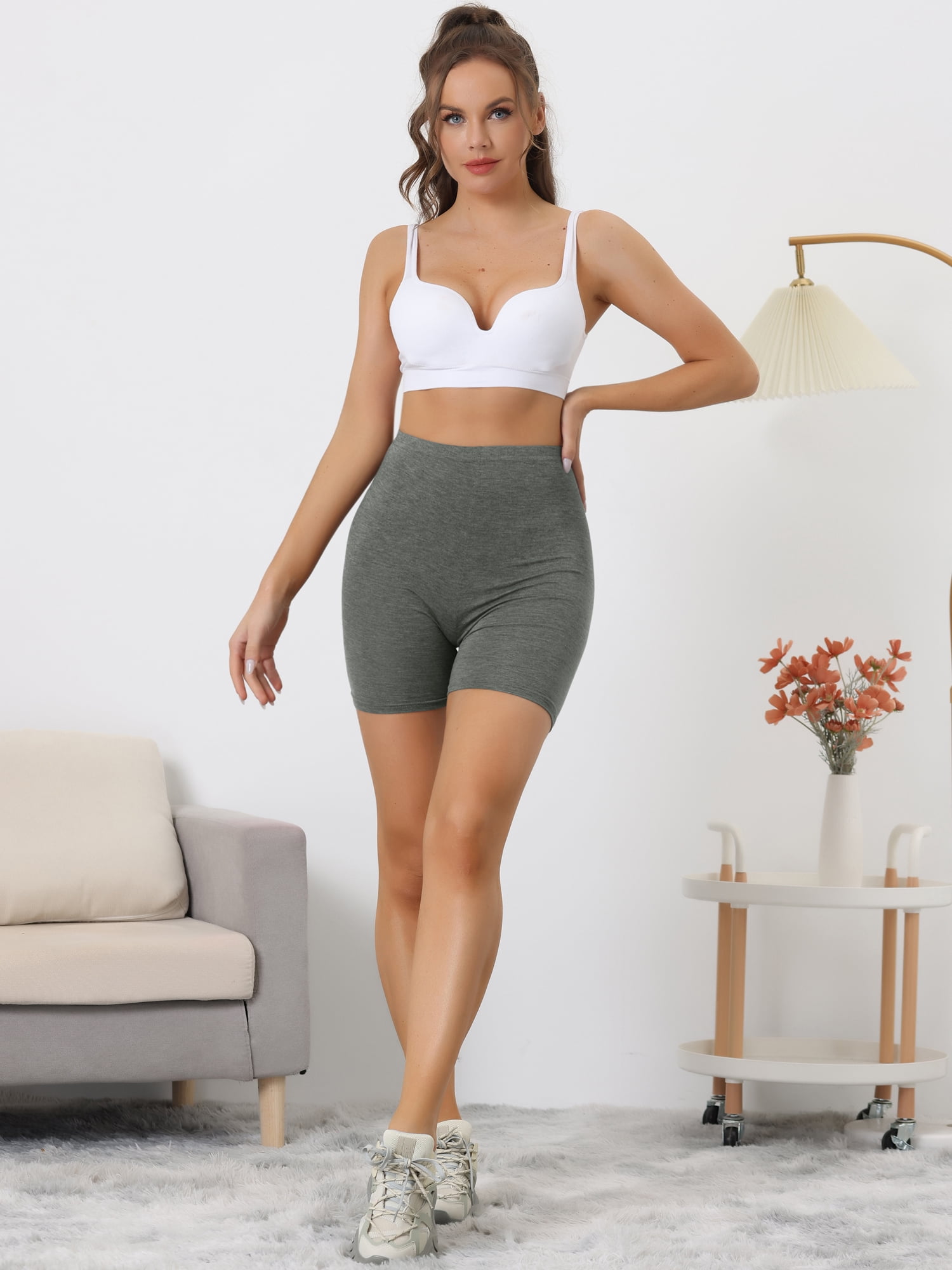 DARING DIVA Women's Mid-Thigh Boxer Underwear Full Coverage Boyshorts XL Dark Gray