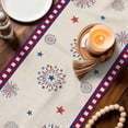 thumbnail image 3 of 250th Anniversary Floral Table Runner 108 Inches, Red Blue Stars 4th of July Rustic Bed Runner Dresser Scarves Tabletop for Indoor Outdoor Parties/Ceremony/Banquet, 13"x 108", 3 of 9